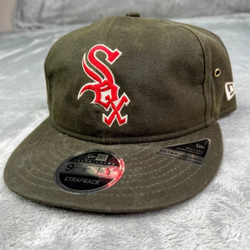 New Era Chicago White Sox Waxed Canvas 9FIFTY Strapback Hat Cap Adjustable Green